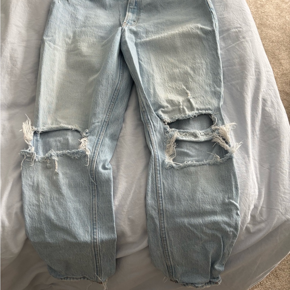 Abercrombie & Fitch Light Blue Distressed Boyfriend Jeans